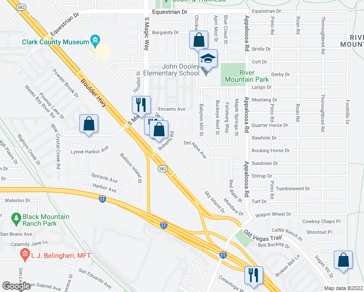 map of restaurants, bars, coffee shops, grocery stores, and more near 2107 Del Aqua Avenue in Henderson