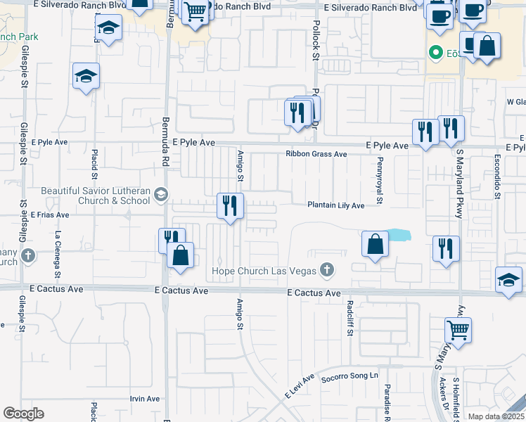 map of restaurants, bars, coffee shops, grocery stores, and more near 662 Columbia Pike Avenue in Las Vegas