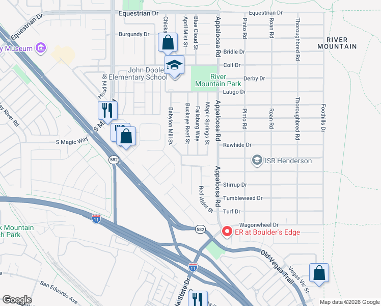 map of restaurants, bars, coffee shops, grocery stores, and more near 2144 Buckeye Reef Street in Henderson