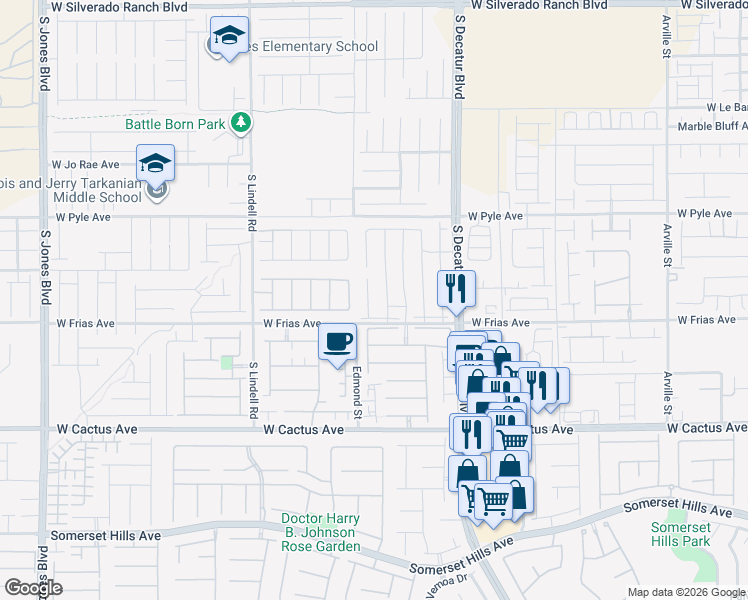 map of restaurants, bars, coffee shops, grocery stores, and more near 10272 Eden Mountain Street in Las Vegas