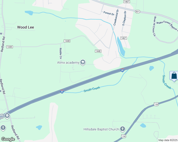 map of restaurants, bars, coffee shops, grocery stores, and more near 265 Riddle Circle in Advance