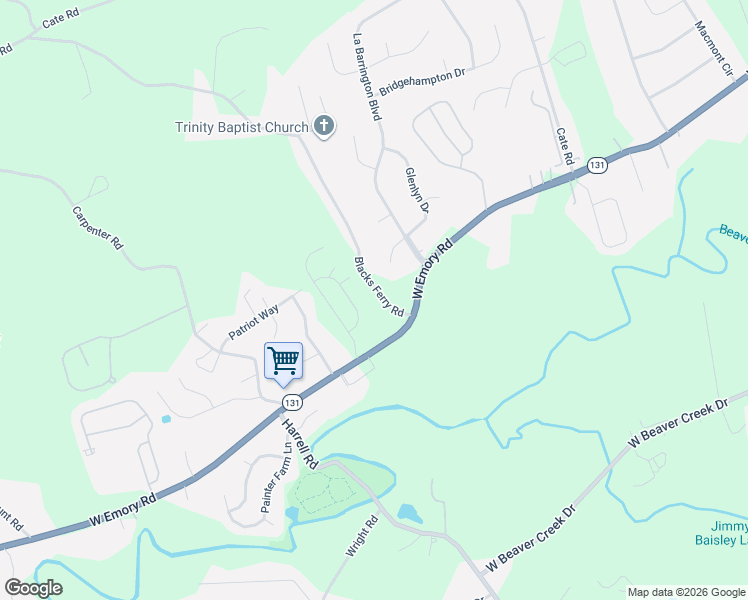 map of restaurants, bars, coffee shops, grocery stores, and more near 7409 Blacks Ferry Road in Knoxville