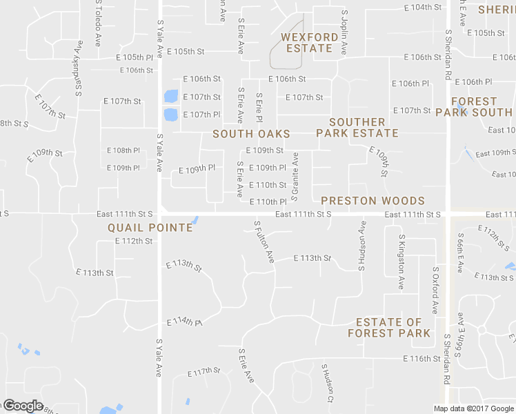 map of restaurants, bars, coffee shops, grocery stores, and more near 5418 East 110th Place in Tulsa