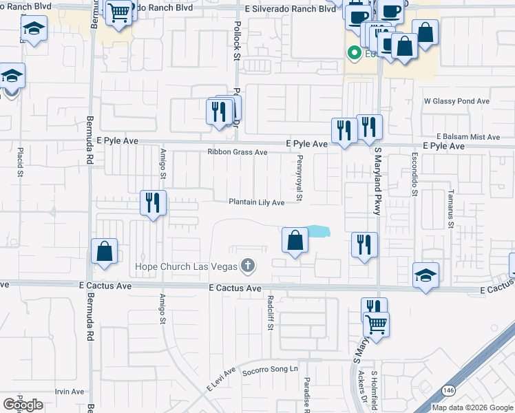 map of restaurants, bars, coffee shops, grocery stores, and more near 859 Plantain Lily Avenue in Las Vegas