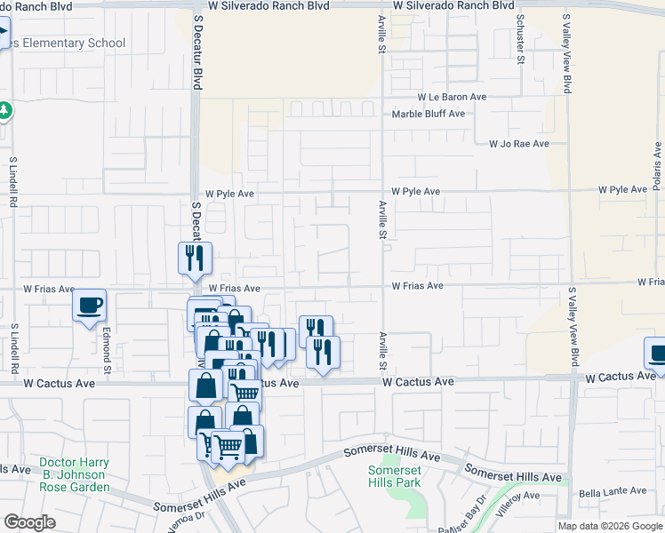 map of restaurants, bars, coffee shops, grocery stores, and more near 10262 Havasu Falls Street in Las Vegas