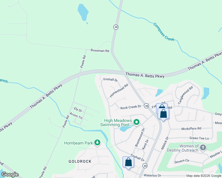 map of restaurants, bars, coffee shops, grocery stores, and more near 1604 Homestead Road in Rocky Mount