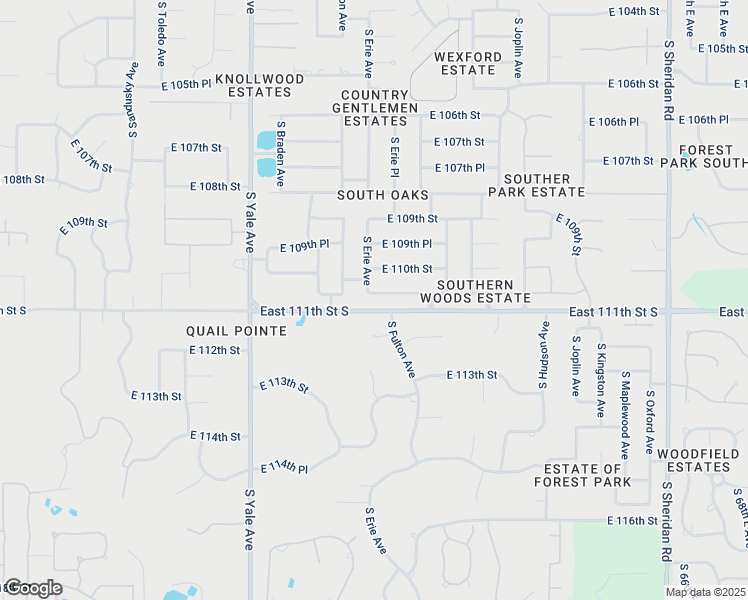 map of restaurants, bars, coffee shops, grocery stores, and more near 11018 South Erie Avenue in Tulsa