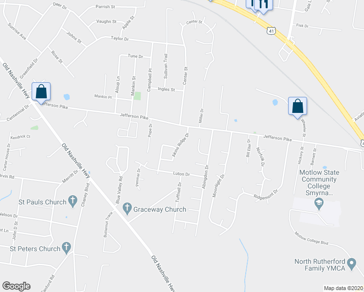 map of restaurants, bars, coffee shops, grocery stores, and more near 1203 Akins Ridge Drive in La Vergne
