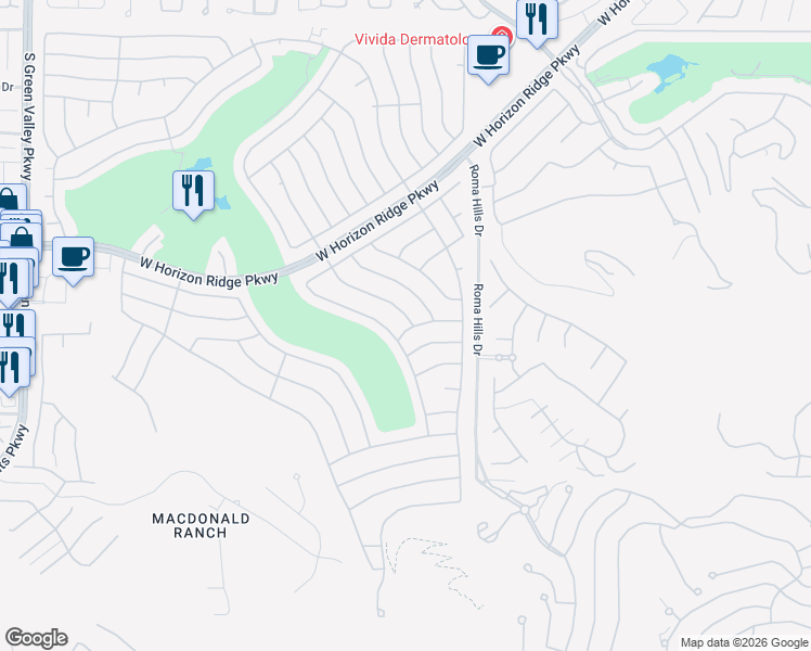 map of restaurants, bars, coffee shops, grocery stores, and more near 579 Carmel Mesa Drive in Henderson