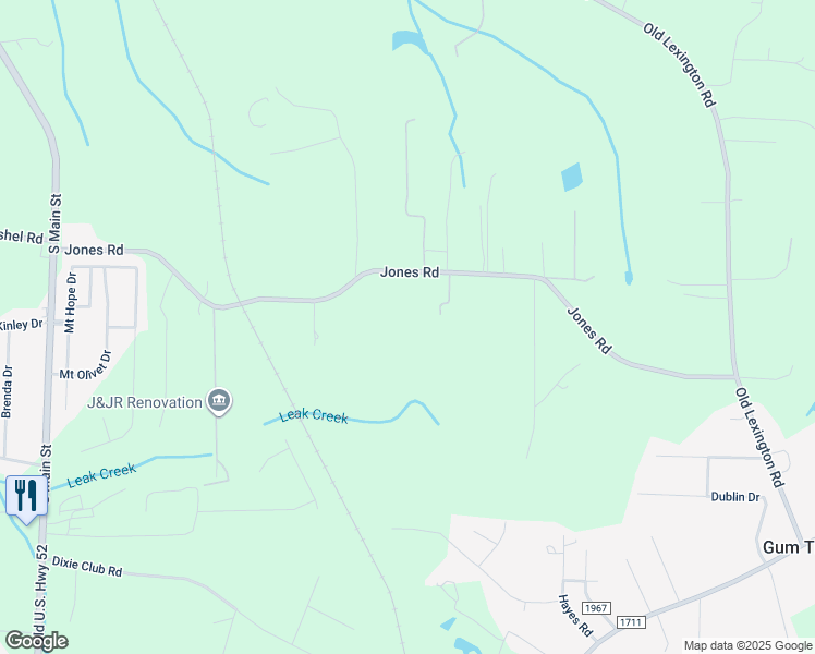 map of restaurants, bars, coffee shops, grocery stores, and more near Jones Road in Winston Salem
