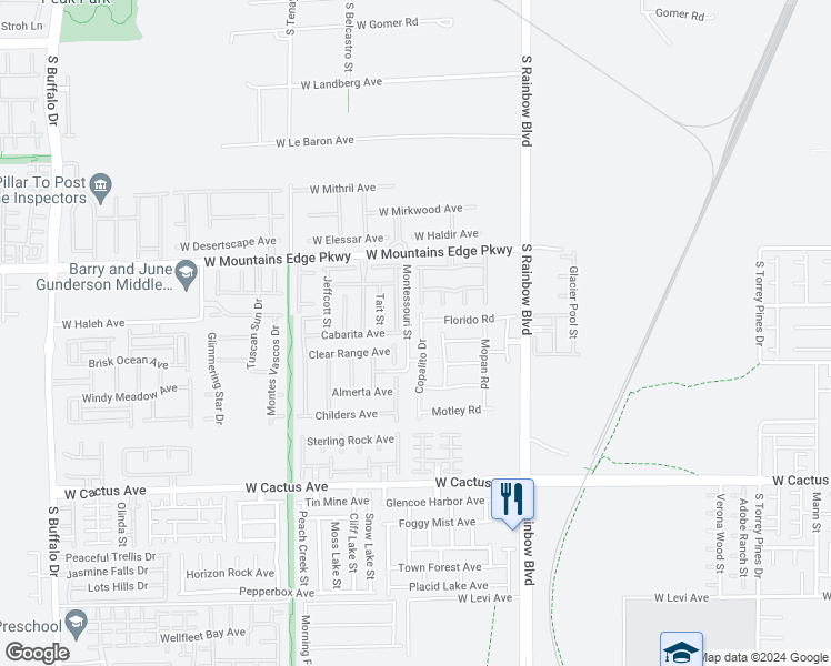 map of restaurants, bars, coffee shops, grocery stores, and more near 10251 Copalito Drive in Las Vegas