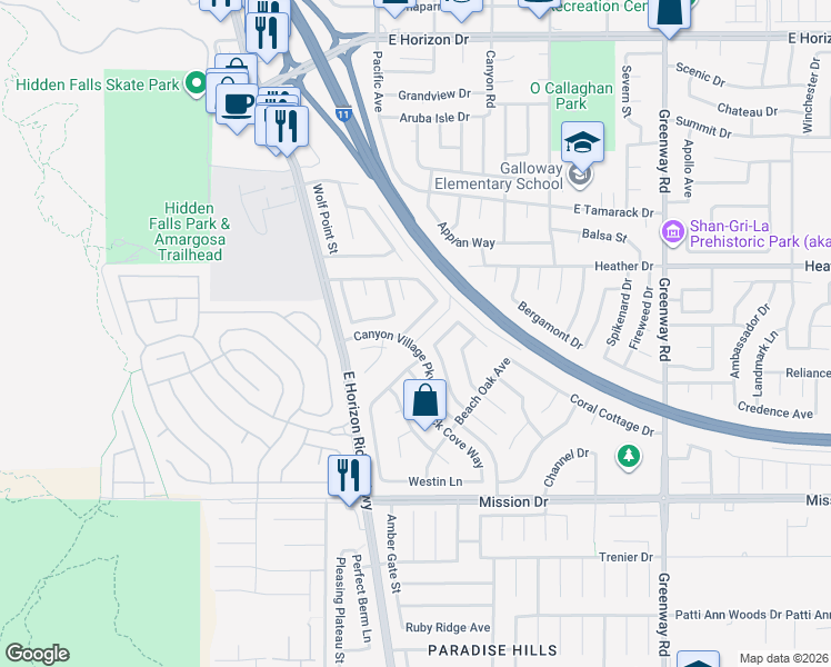 map of restaurants, bars, coffee shops, grocery stores, and more near 116 Crossfoot Terrace Court in Henderson