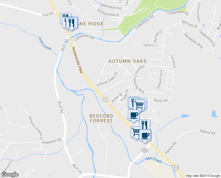 map of restaurants, bars, coffee shops, grocery stores, and more near 424 High Point Terrace in Brentwood
