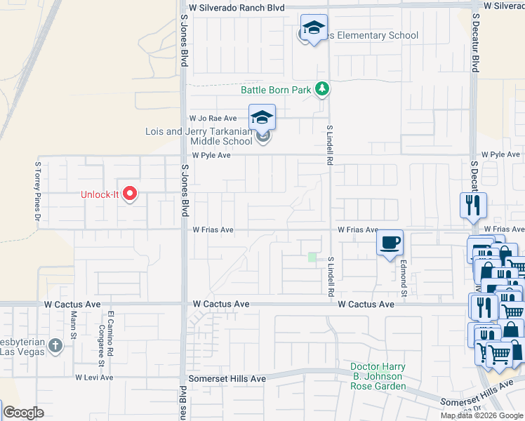 map of restaurants, bars, coffee shops, grocery stores, and more near 10186 Lawton Ridge Court in Las Vegas