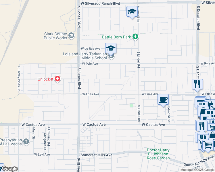 map of restaurants, bars, coffee shops, grocery stores, and more near 10186 Lawton Ridge Court in Las Vegas