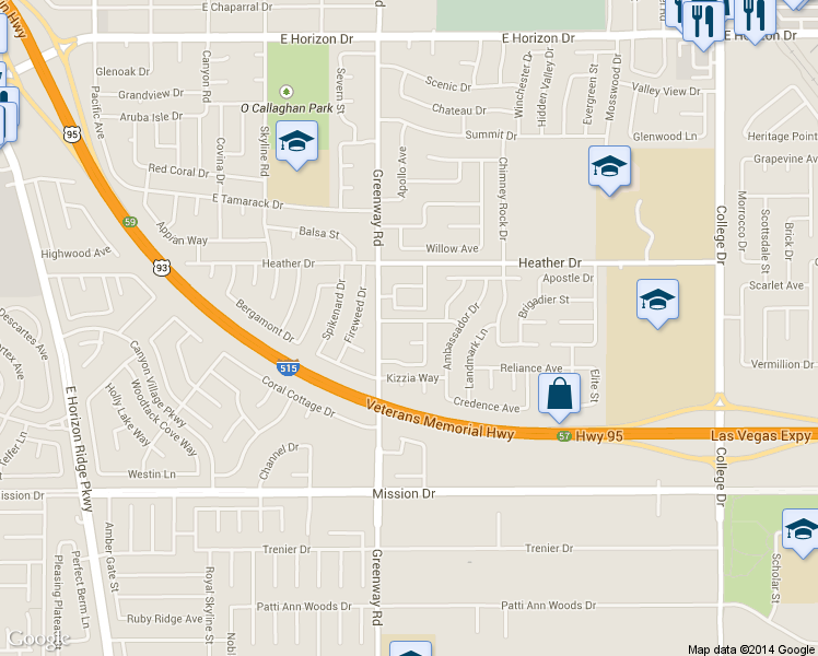 map of restaurants, bars, coffee shops, grocery stores, and more near 420 Sebastian Avenue in Henderson