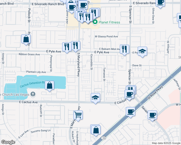 map of restaurants, bars, coffee shops, grocery stores, and more near 10262 Ladybug Bend Street in Las Vegas