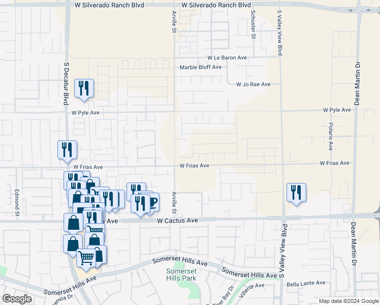 map of restaurants, bars, coffee shops, grocery stores, and more near 10253 Plains Pear Street in Las Vegas
