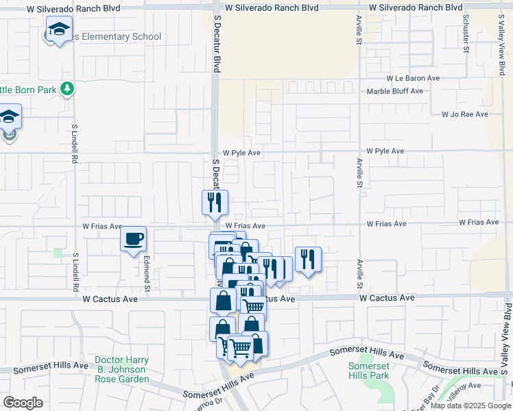 map of restaurants, bars, coffee shops, grocery stores, and more near 4763 Illustria Ave in Enterprise