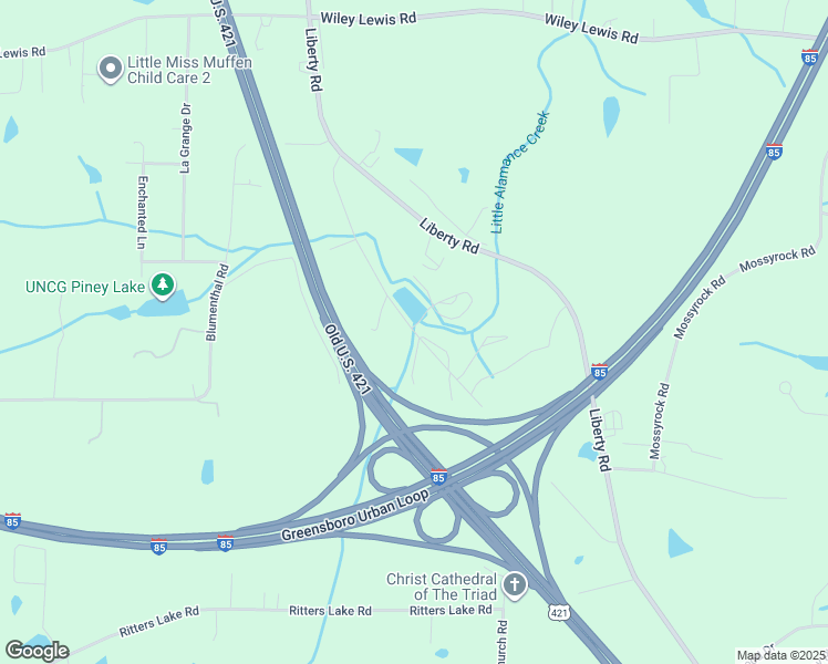 map of restaurants, bars, coffee shops, grocery stores, and more near 4301 Old Liberty Road in Greensboro