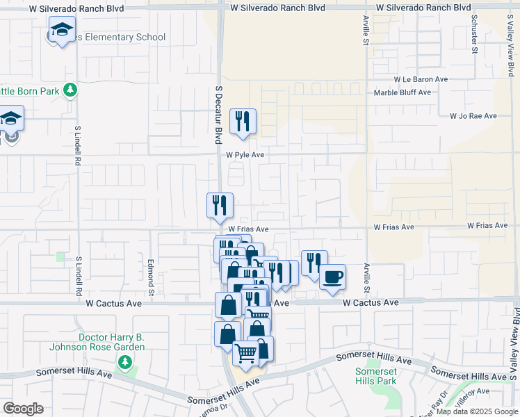 map of restaurants, bars, coffee shops, grocery stores, and more near 4771 Illustria Ave in Enterprise