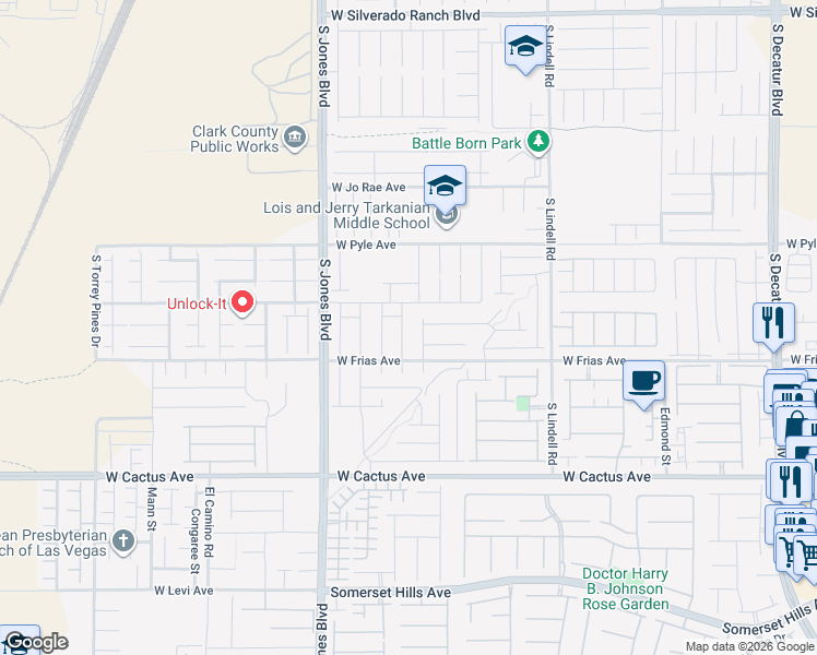 map of restaurants, bars, coffee shops, grocery stores, and more near 10242 Altavia Rock Street in Las Vegas