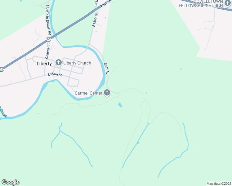 map of restaurants, bars, coffee shops, grocery stores, and more near 630 Bluff Road in Liberty