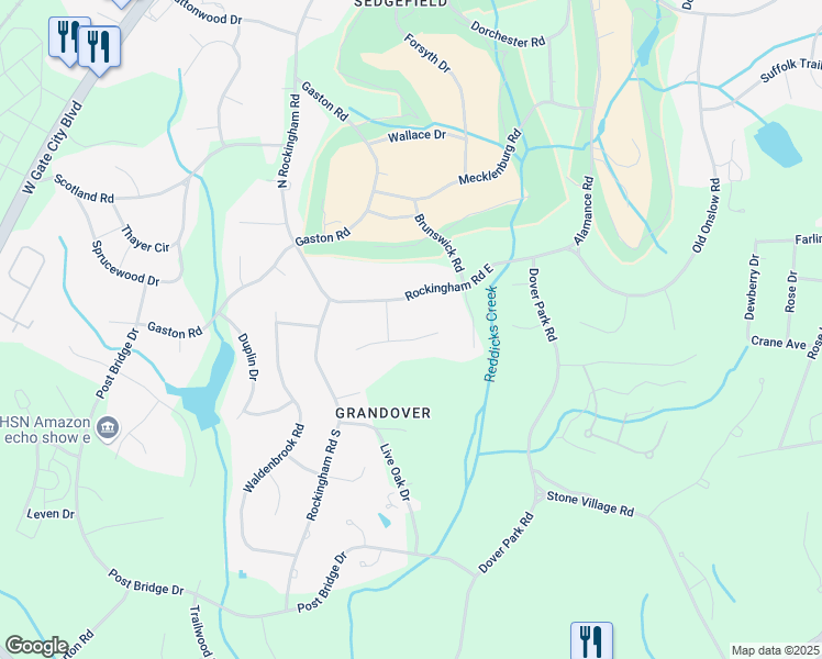 map of restaurants, bars, coffee shops, grocery stores, and more near 4609 West Perquimans Road in Greensboro