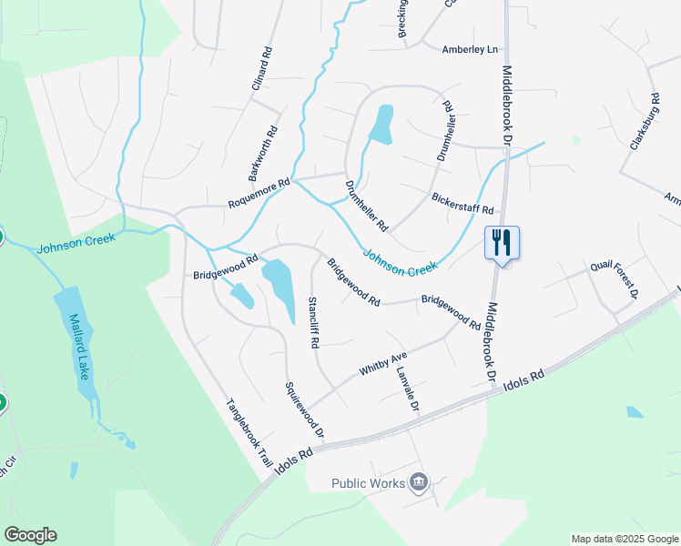 map of restaurants, bars, coffee shops, grocery stores, and more near 7012 Bridgewood Road in Clemmons
