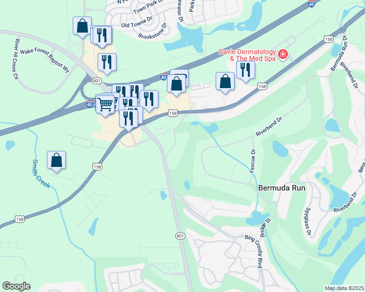 map of restaurants, bars, coffee shops, grocery stores, and more near 465 Ivy Circle in Advance