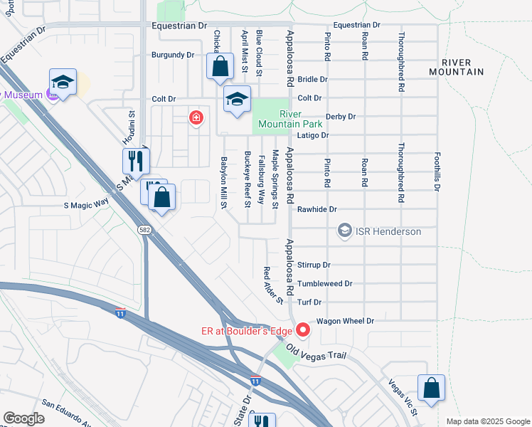 map of restaurants, bars, coffee shops, grocery stores, and more near 2145 Maple Springs Street in Henderson