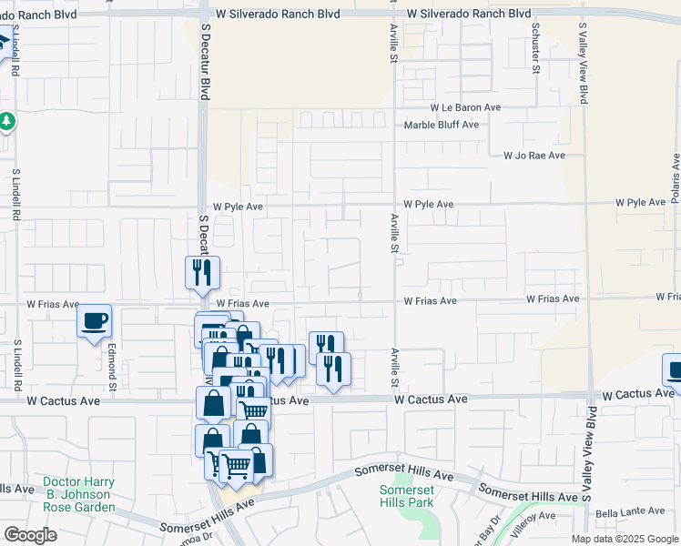 map of restaurants, bars, coffee shops, grocery stores, and more near 10262 Havasu Falls Street in Las Vegas
