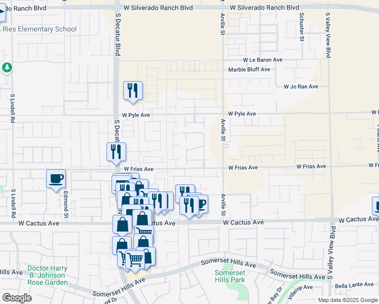 map of restaurants, bars, coffee shops, grocery stores, and more near 10262 Havasu Falls Street in Las Vegas