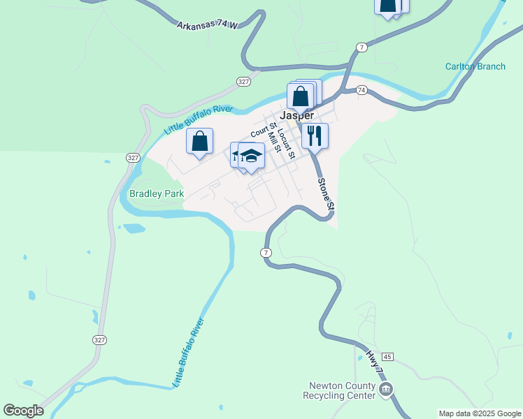 map of restaurants, bars, coffee shops, grocery stores, and more near 103 Little Bluff Drive in Jasper