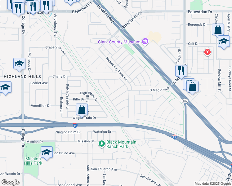map of restaurants, bars, coffee shops, grocery stores, and more near 967 Mill Run Creek Avenue in Henderson