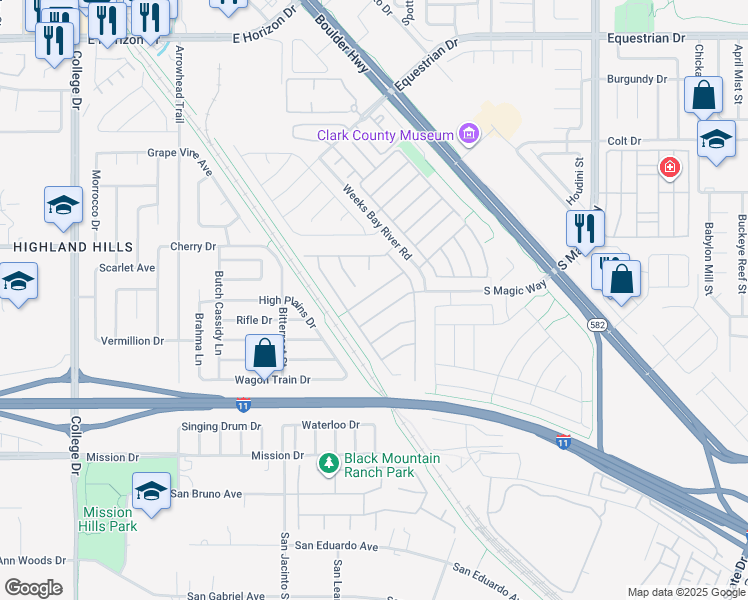 map of restaurants, bars, coffee shops, grocery stores, and more near 967 Mill Run Creek Avenue in Henderson