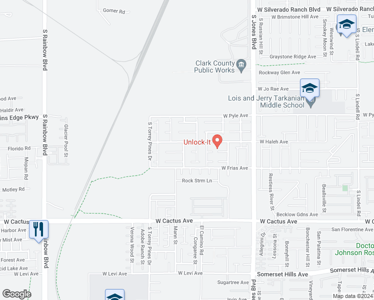 map of restaurants, bars, coffee shops, grocery stores, and more near 10226 Purple Primrose Drive in Las Vegas