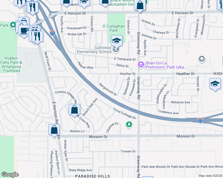 map of restaurants, bars, coffee shops, grocery stores, and more near 822 Crabapple Drive in Henderson
