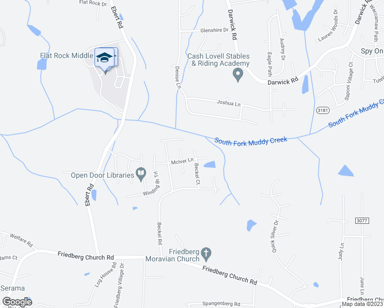 map of restaurants, bars, coffee shops, grocery stores, and more near 4630 Beckel Court in Winston-Salem