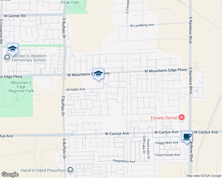 map of restaurants, bars, coffee shops, grocery stores, and more near 7469 Calzado Drive in Las Vegas