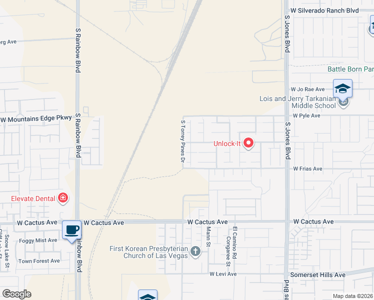 map of restaurants, bars, coffee shops, grocery stores, and more near 6486 Robusta Ct in Las Vegas