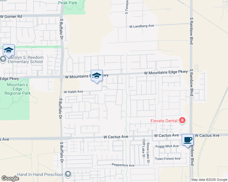 map of restaurants, bars, coffee shops, grocery stores, and more near 7439 Calzado Drive in Las Vegas