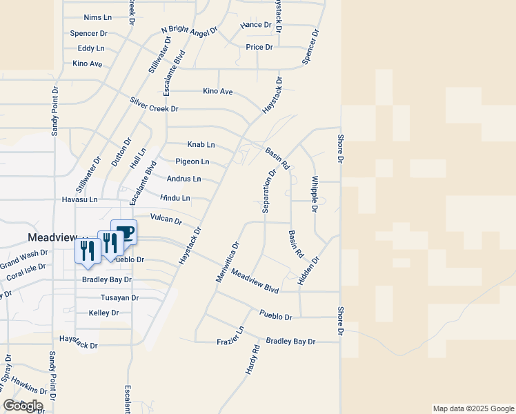 map of restaurants, bars, coffee shops, grocery stores, and more near 30245-30251 Meriwitica Drive in Meadview