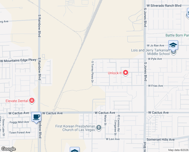 map of restaurants, bars, coffee shops, grocery stores, and more near 6486 Robusta Court in Las Vegas