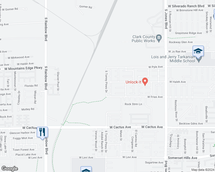 map of restaurants, bars, coffee shops, grocery stores, and more near 6496 Robusta Court in Las Vegas