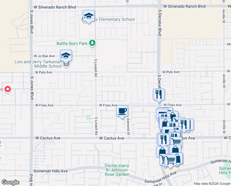 map of restaurants, bars, coffee shops, grocery stores, and more near 5292 Cholla Cactus Avenue in Las Vegas