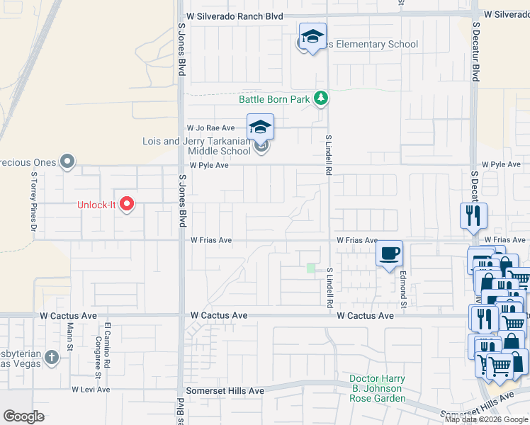 map of restaurants, bars, coffee shops, grocery stores, and more near 10186 Lawton Ridge Court in Las Vegas