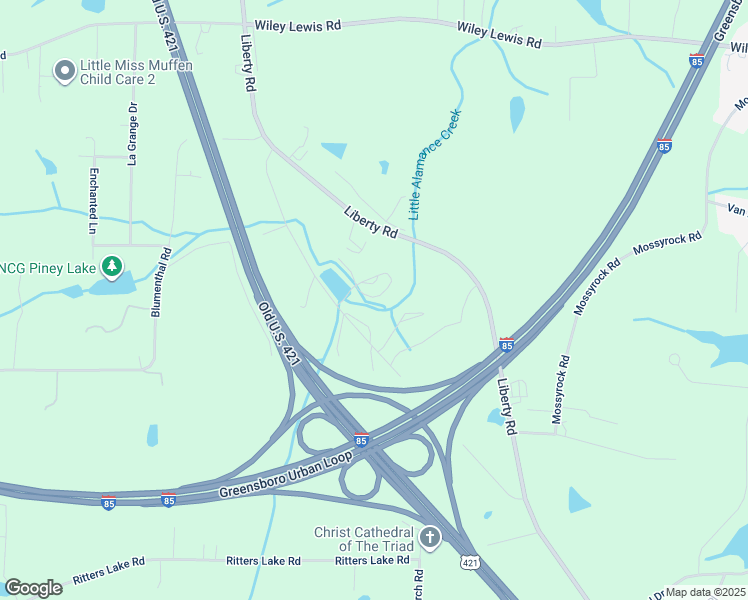 map of restaurants, bars, coffee shops, grocery stores, and more near 4301-4319 Old Liberty Road in Greensboro