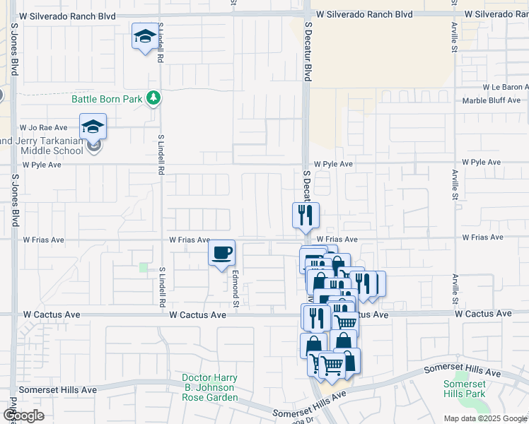 map of restaurants, bars, coffee shops, grocery stores, and more near 10237 Mystic Falls Drive in Las Vegas