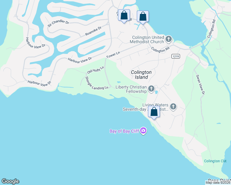 map of restaurants, bars, coffee shops, grocery stores, and more near 204 Tower Lane in Kill Devil Hills